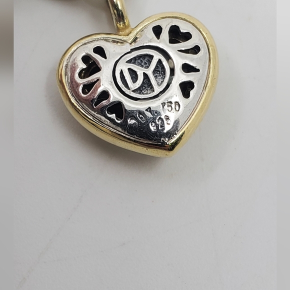 David Yurman 18K & Sterling Silver Toggle Heart Charm Bracelet - Picture 4 of 8